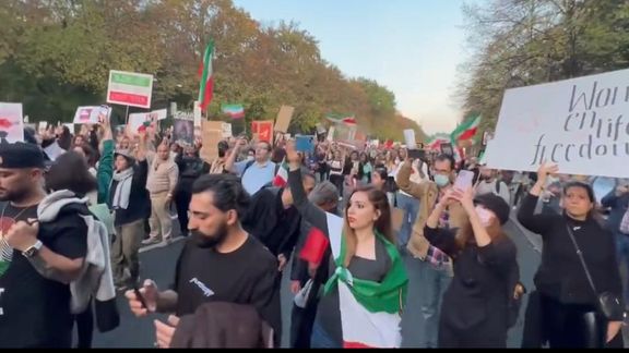 Iranians during a protests against the Islamic Republic in Berlin in October 2022