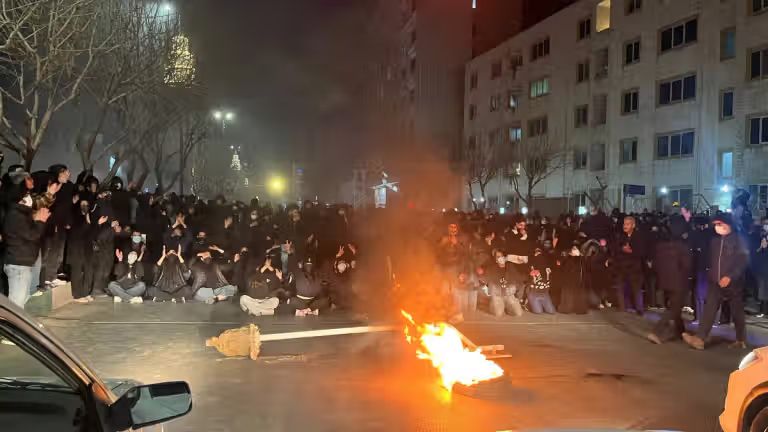 A scene of protests in Arak, Markazi province, on January 8, 2026
