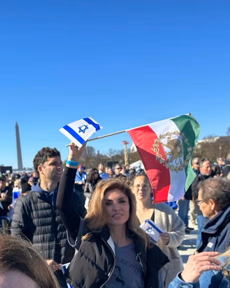 Yasmine Pahlavi, the wife of the exiled prince of Iran, during a rally in Washington on November 14, 2023
