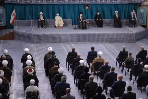 Iran’s ruler Ali Khamenei delivering a speech on October 14, 2022