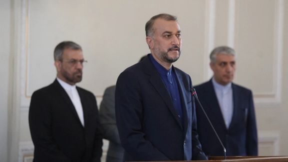 Iran's Foreign Minister Hossein Amir-Abdollahian speaks during a joint news conference with Belarusian Foreign Minister Vladimir Makei (not pictured), in Tehran, October 26, 2022