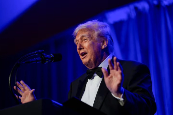 US President Donald Trump speaks at the American Cornerstone Institute's Fourth Annual Founders Dinner at George Washington's Mount Vernon Estate in Mount Vernon, VA, US, September 20, 2025.