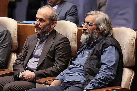 Vahid Jalili (R) with state TV chief Payman Jebelli. Undated
