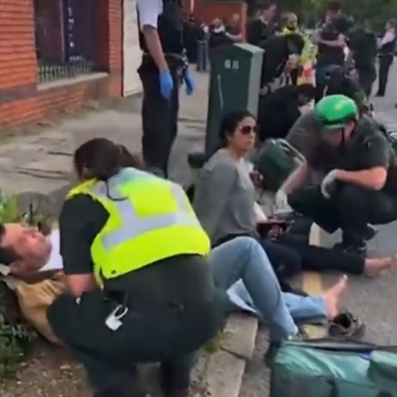 The aftermath of an attack on Iranian dissidents in London on May 24, 2024