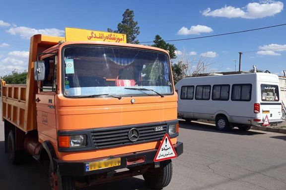 A truck used for training for commercial drivers' licenses