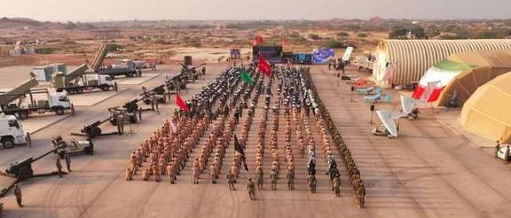 Members of the Islamic Revolution Guards Corps (IRGC) navy participate in an exercise in Abu Musa Island in the Persian Gulf on August 2, 2023.