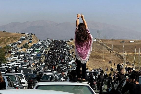 A funeral and protest march in Saqqez, Mahsa Amini's hometown in October 2022