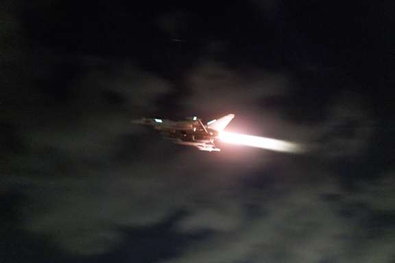 A RAF Typhoon aircraft takes off to conduct further strikes against Houthi targets, February 3, 2024.