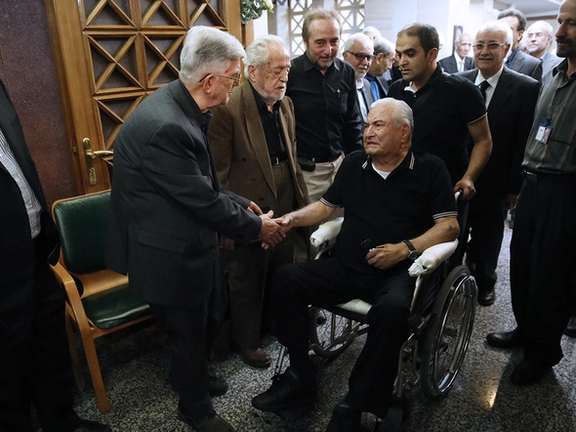 Late Iranian politician Abbas Amir-Entezam during a wake for Ebrahim Yazdi, a former Iranian foreign minister in Tehran (August 2017)