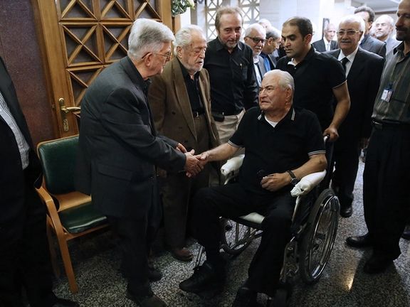 Late Iranian politician Abbas Amir-Entezam during a wake for Ebrahim Yazdi, a former Iranian foreign minister in Tehran (August 2017)