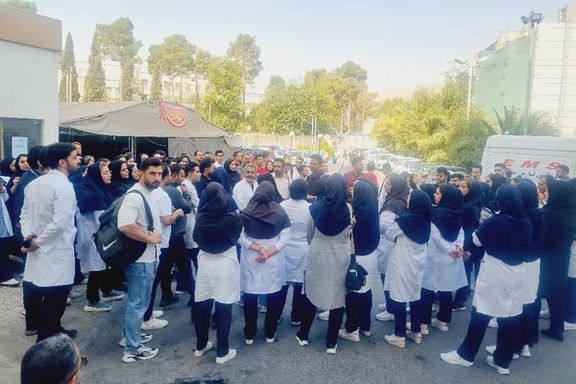 Nurses in Shiraz, southern Iran, continue their strike on August 10, 2024.