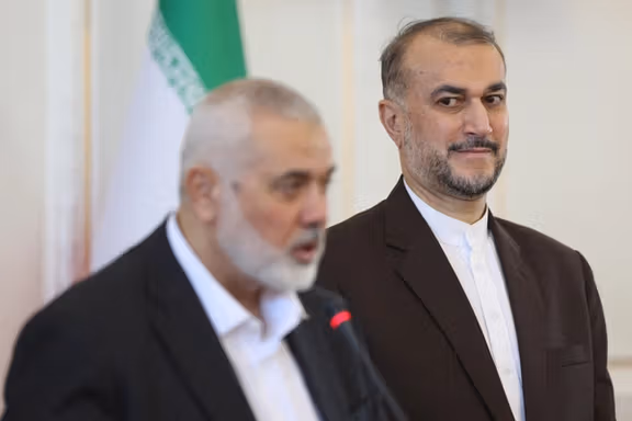 Iran's Foreign Minister Hossein Amir Abdollahian looks on during a press conference in Tehran, Iran, March 26, 2024.