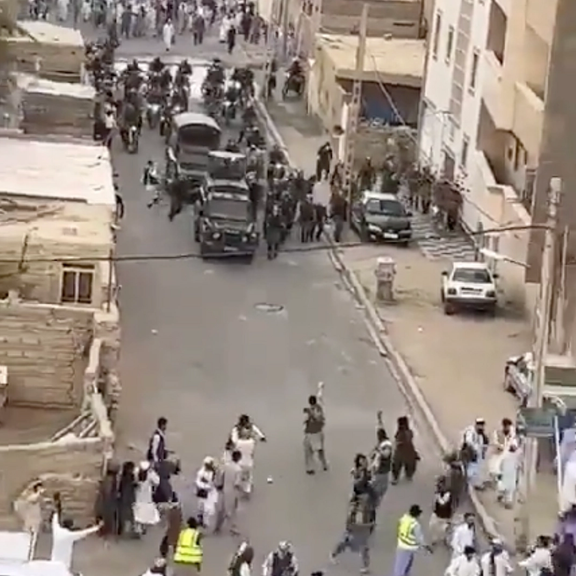 A scene from the protests in the southeastern city of Zahedan on October 20, 2023