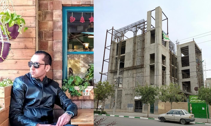 File photos of Amir-Javad Asadzadeh and the unfinished building of a mosque where he was beaten to death according to his sister 