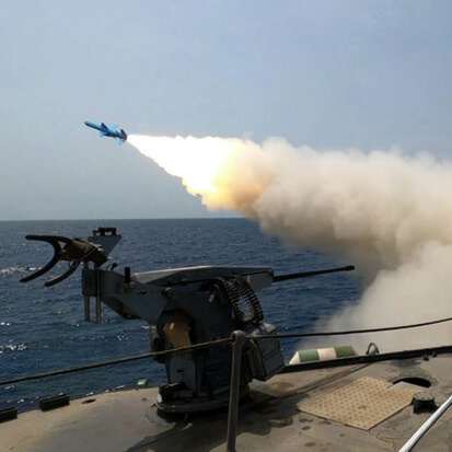 An Iranian missile is launched during a military exercise in an undisclosed location in Iran, August 20, 2025