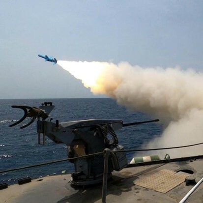 An Iranian missile is launched during a military exercise in an undisclosed location in Iran, August 20, 2025