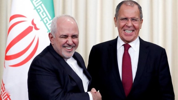Russia Foreign Minister Sergei Lavrov (right) and Iran's former foreign minister Mohammad Javad Zarif