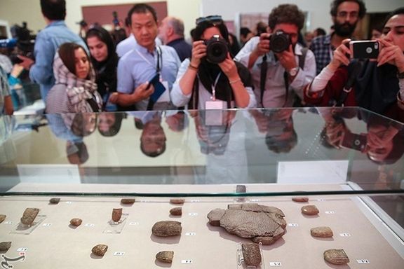 Several of the Achaemenid-era clay tablets put on display in Tehran in 2019 after returning to Iran