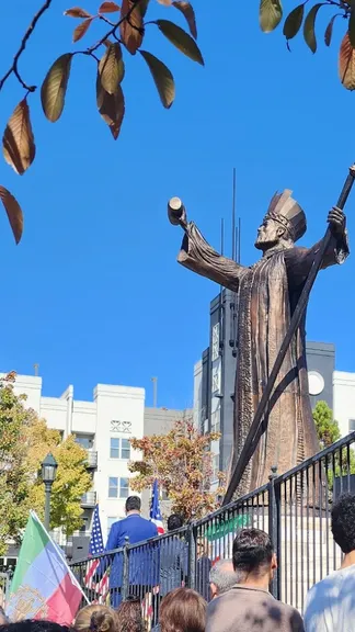 The monumental statue of Cyrus the Great at the Millennium Gate in Atlanta, the US state of Georgia (October 2023)