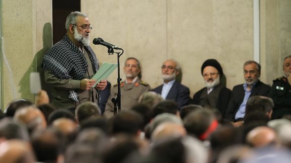 Senior IRGC General Mohammad-Reza Naghdi during a meeting with Iran’s ruler Ali Khamenei