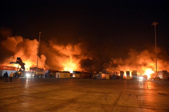 The aftermath of an Israeli air strike on Syria's Latakia port on December 28, 2021
