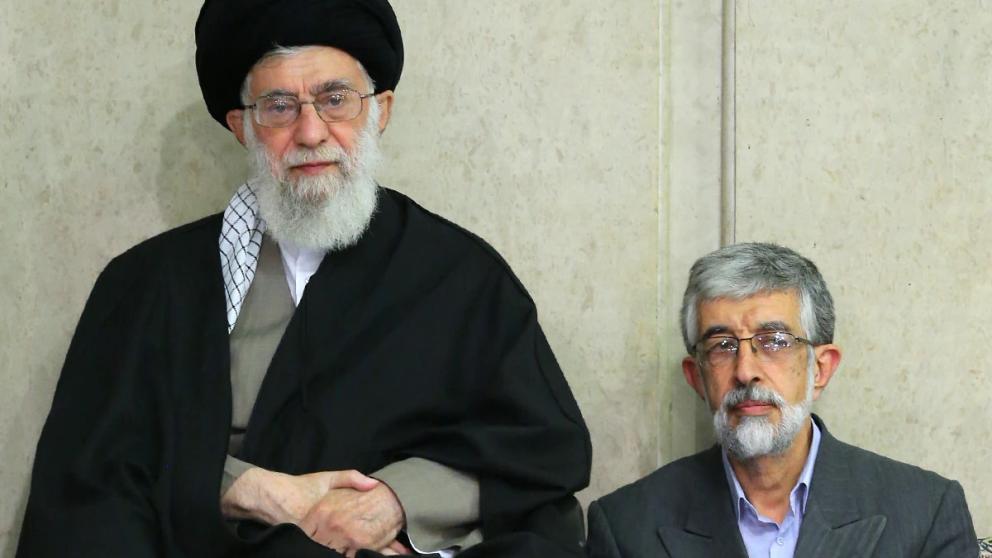 An undated photo showing Haddad-Adel next to Supreme Leader Ali Khamenei