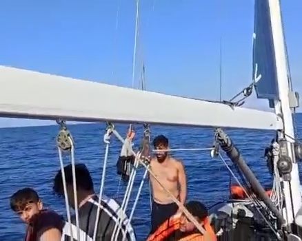 A photo of some of the people aboard the stranded boat in the Mediterranean Sea