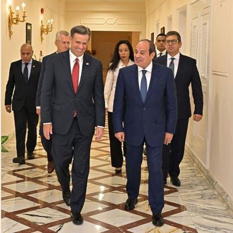 Egyptian President Abdel Fattah el-Sisi meets CIA Director John Ratcliffe in Cairo. (Egyptian Presidency)