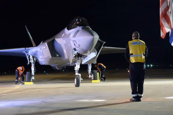 File photo of an Israeli fighter jet at Nevatim Air Base