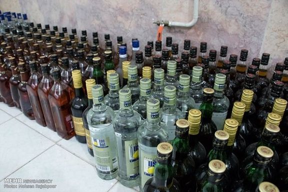 Bottles of bootleg alcoholic drinks