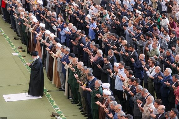Iran’s Supreme Leader Ali Khamenei leading Eid al-Fitr prayer in Tehran (April 12, 2024)