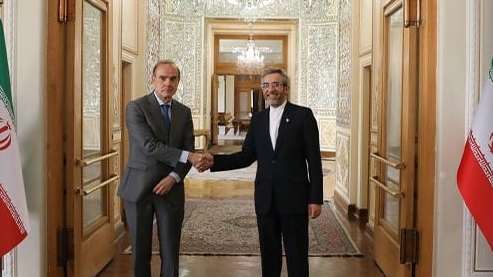 EU's Enrique Mora with Iran's chief nuclear negotiator Ali Bagheri-Kani in Tehran. May 11, 2022