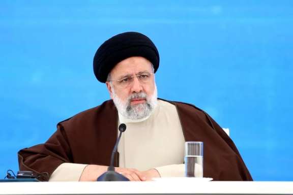 Iranian President Ebrahim Raisi speaks during a meeting with Azerbaijan's President Ilham Aliyev on the Azerbaijan-Iran border, May 19, 2024. Iran's Presidency/WANA (West Asia News Agency)