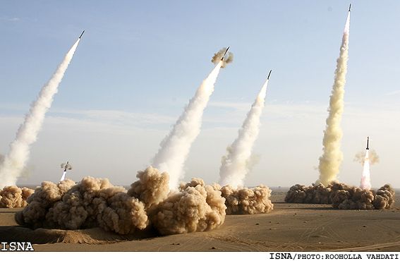 File photo of Iranian missiles during a war game 