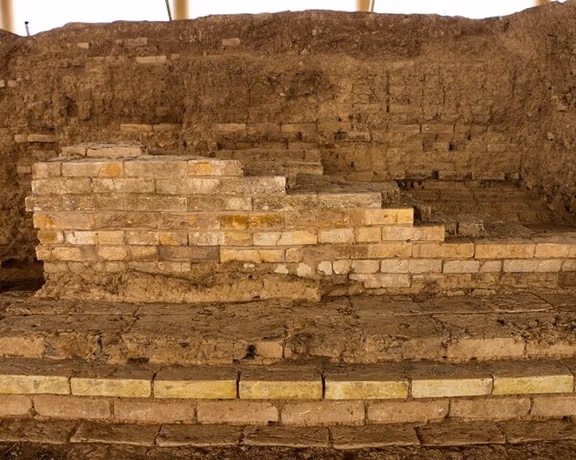 A new wall uncovered during excavations at Persepolis ancient site in October 2023