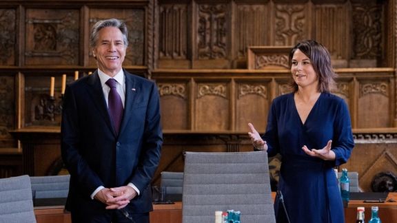 US Secretary of State Antony Blinken and German foreign minister Annalena Baerbock at the G7 meeting on November 4, 2022