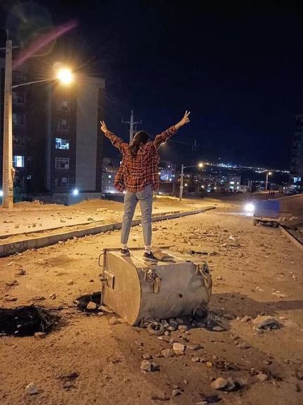 A protester in Sanandaj