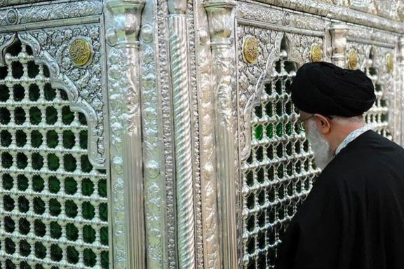 Supreme Leader Ali Khamenei praying at the Sharine of Masoumeh in Qom on the day of Muscat talks