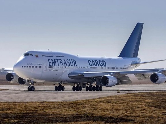 The impounded Mahan Airlines 747 plane operating for Venezuela. Undated