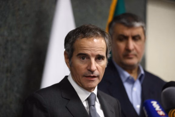 IAEA's Rafael Grossi and Iran's nuclear cheif Mohammad Eslami in Tehran, March 5, 2022