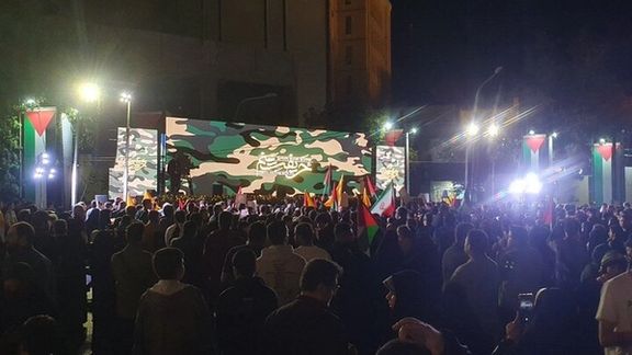 A regime-sponsored gathering of people who have volunteered to go to Gaza for war against Israel, Tehran (October 2023)