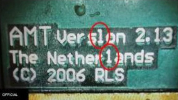The word 'Netherlands' was spelt 'Nether1ands' on part of a missile engine