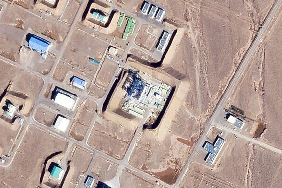 This satellite photo from Planet Labs PBC shows a damaged large building at the Revolutionary Guard's Shahroud Space Center in Semnan province, Iran, Tuesday October 29, 2024. (Planet Labs)