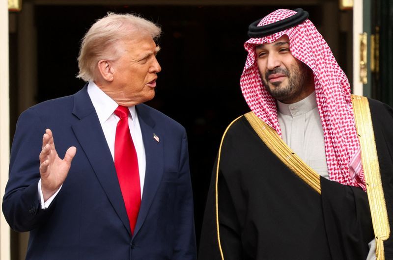 US President Donald Trump and Saudi Crown Prince Mohammed bin Salman at the White House on November 18, 2025