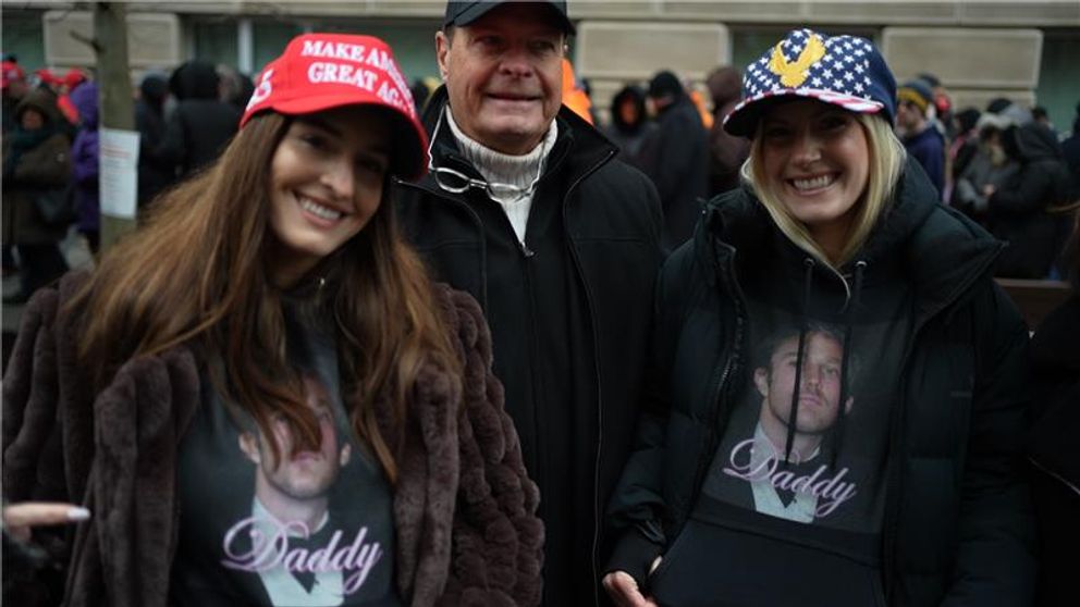 Family lining up to attend Donald Trump victory rally Sunday in Washington DC. 