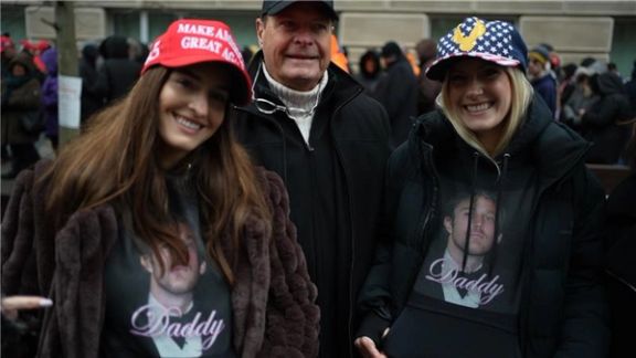 Family lining up to attend Donald Trump victory rally Sunday in Washington DC.