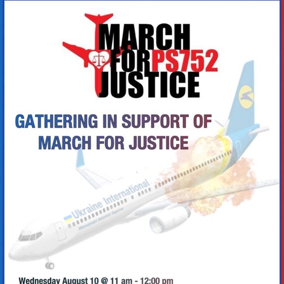 A poster promoting the march for justice for the victims of the downing of Flight PS752