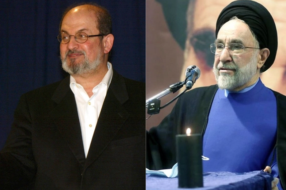 A combo picture of author Salman Rushdie (left) and Iran’s former President Mohammad Khatami
