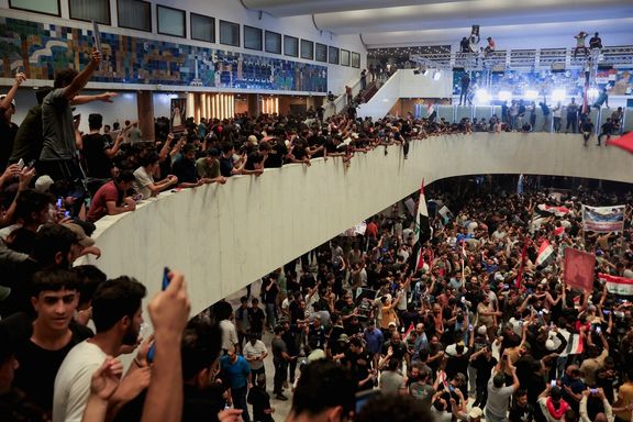 Iraqi protesters at the parliament on July 27, 2022