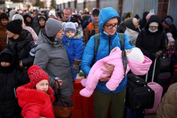 Ukrainian refugees crossing into Poland. March 1, 2022